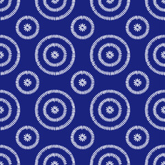 Acrylglasbilder Blau-weiße Muster Afrikanisches Indigo Tupfenmuster Shweshwe  © flovie