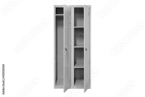 White lockers for locker room. Change room metal box