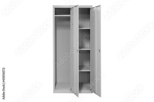 White lockers for locker room. Change room metal box