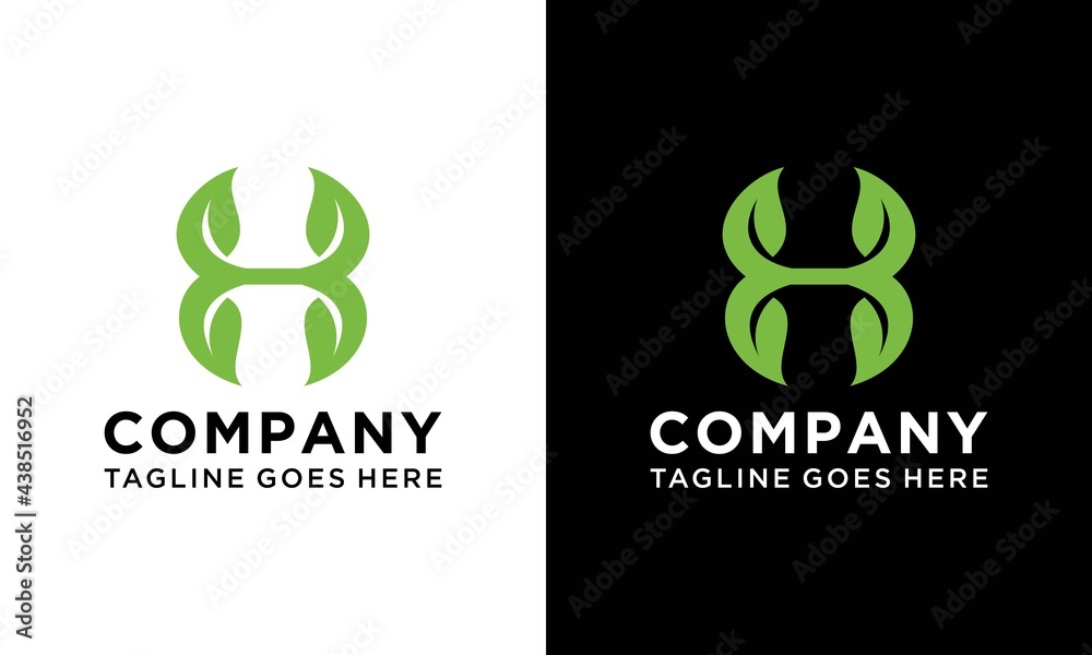 letter H leaf logo design template. natural - vector letter H leaf logo design template. natural - vector