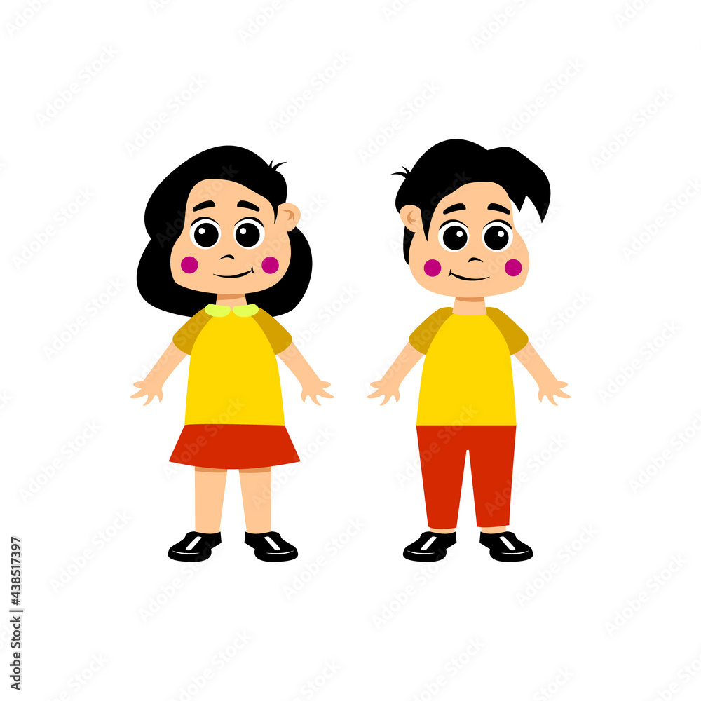 Couple girl and boy kids vector design isolated on white background