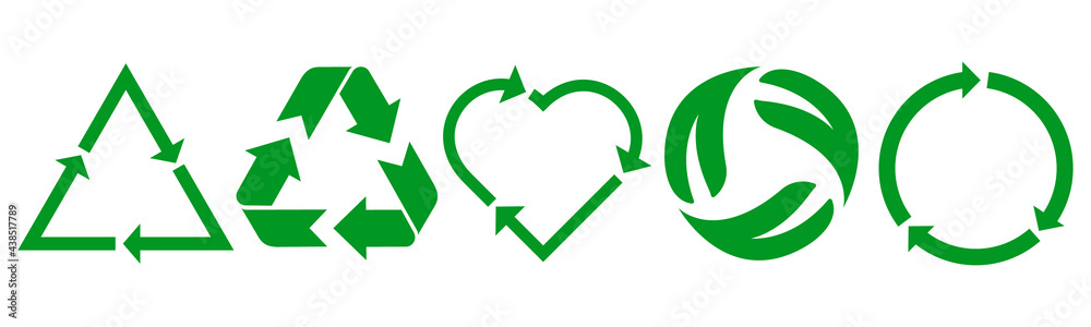 Recycling.Set recycle icons sign.Recycle logo or symbol.Vector green icons for packaging , recycling.ecology, eco friendly, environmental management symbols. Recycling.Set recycle icons sign.Recycle logo or symbol.Vector green icons for packaging , recycling.ecology, eco friendly, environmental management symbols.