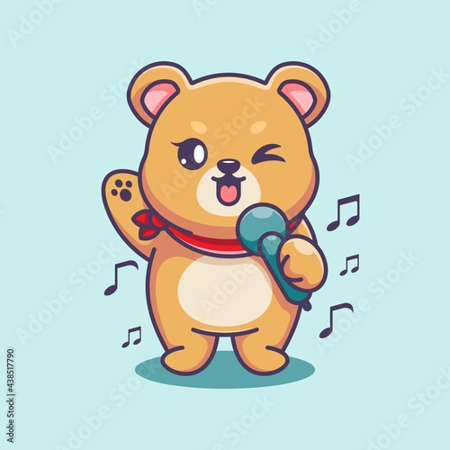 Cute bear singing cartoon design