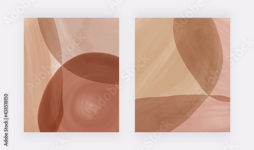 Boho absctract backgrounds with nude and brown shapes