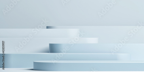 Mockup podium for product presentation, blue background, 3d render, 3d illustration.