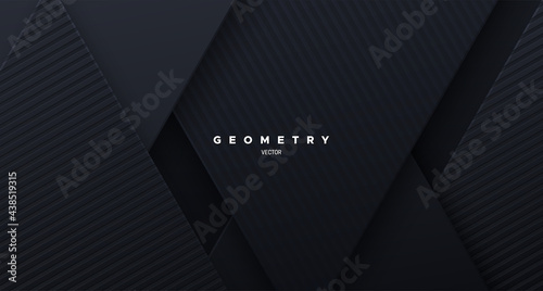 Geometric backdrop with textured black paper layers