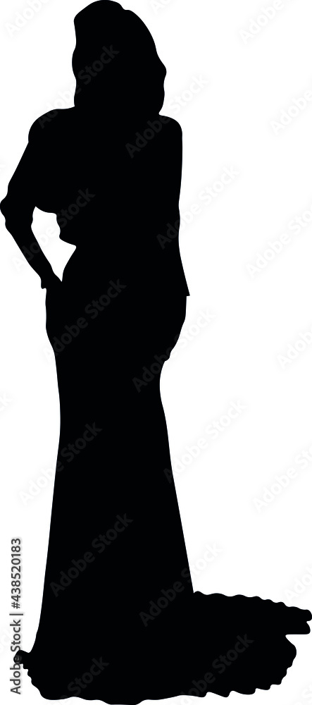 A romantic wedding, a bride in a wedding dress, silhouette graphics A romantic wedding, a bride in a wedding dress, silhouette graphics