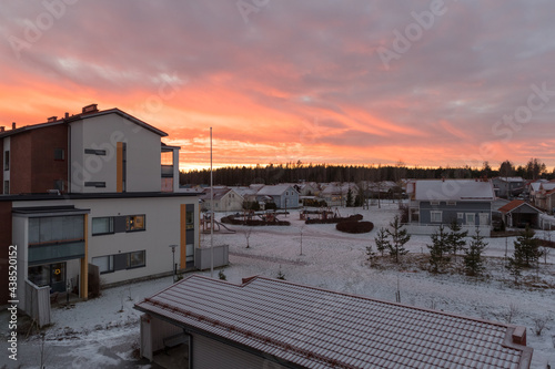Beautiful winter sunset Finland Kerava