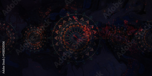Mandala colorful grunge vintage art, ancient Indian vedic background design, Abstract ancient geometric with star field and colorful galaxy background, watercolor digital art painting