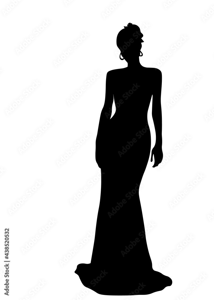A romantic wedding, a bride in a wedding dress, silhouette graphics A romantic wedding, a bride in a wedding dress, silhouette graphics