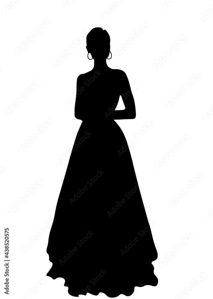 A romantic wedding, a bride in a wedding dress, silhouette graphics