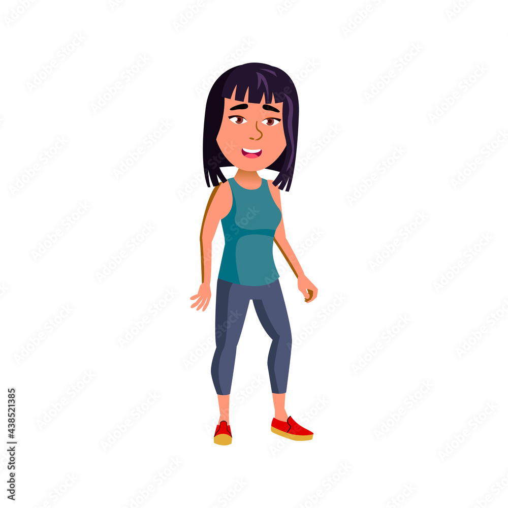 attractive japanese girl discussing with friend cartoon vector. attractive japanese girl discussing with friend character. isolated flat cartoon illustration