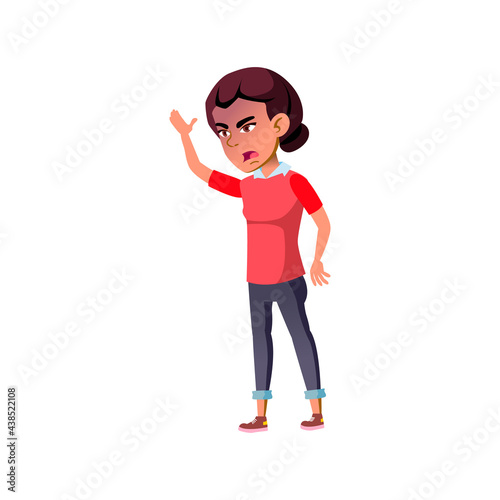 evil expressive girl clamor cartoon vector. evil expressive girl clamor character. isolated flat cartoon illustration