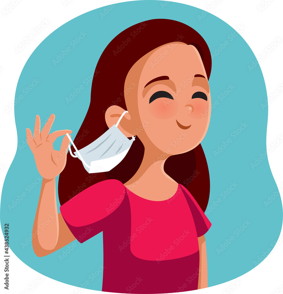 Happy Girl Taking Her Medical Mask Off Happy Girl Taking Her Medical Mask Off