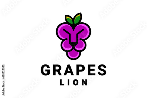 Vector Logo Design of Combination Grapes and Lion
