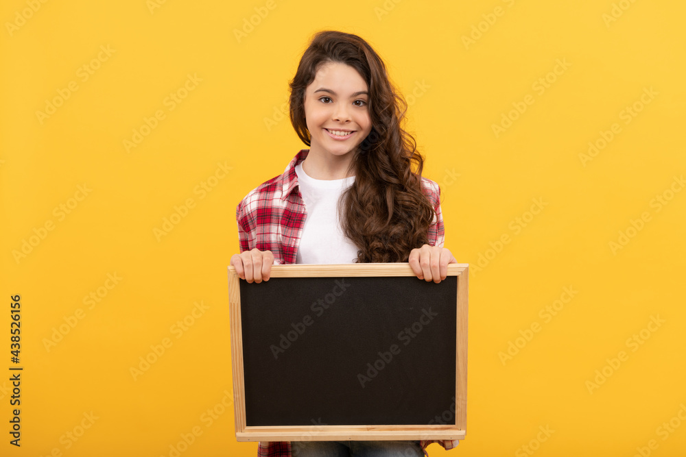 happy kid hold school blackboard for copy space, back to school happy kid hold school blackboard for copy space, back to school