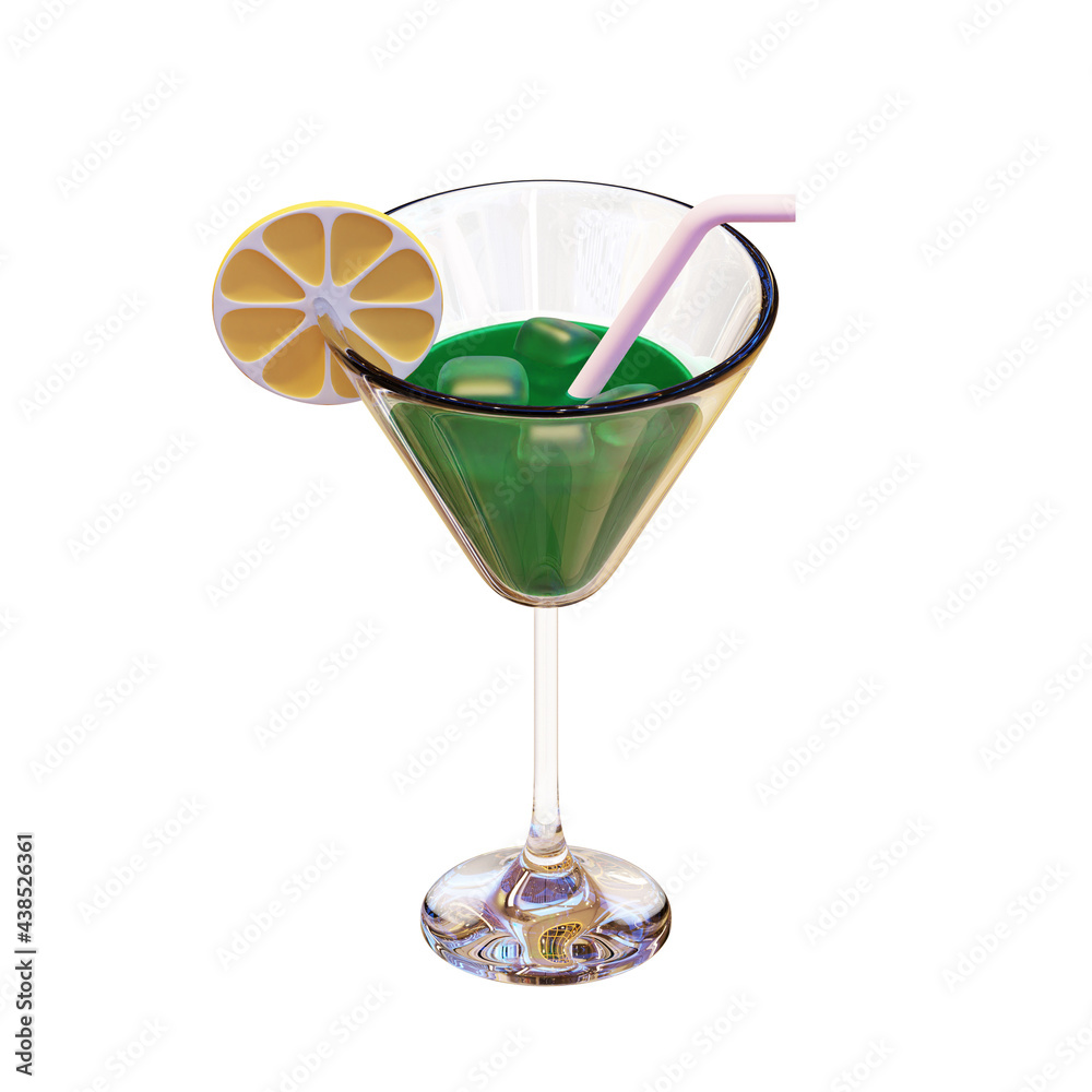 Summer Drink 3D Rendering Illustration Summer Drink 3D Rendering Illustration