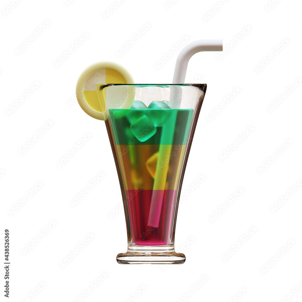 Summer Highball Glass 3D Rendering Illustration Summer Highball Glass 3D Rendering Illustration