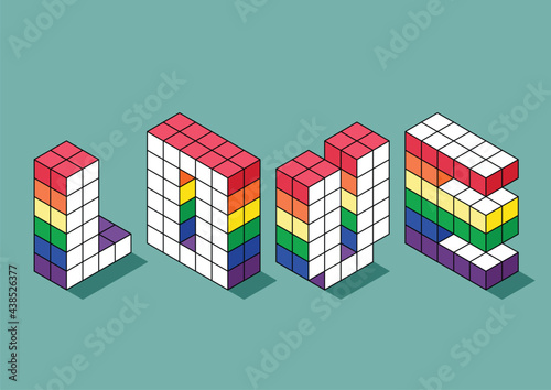 LGBTQ community pride month poster design template background with isometric cube