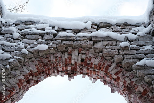 destroyed church in Moloskovitsy in winter photo