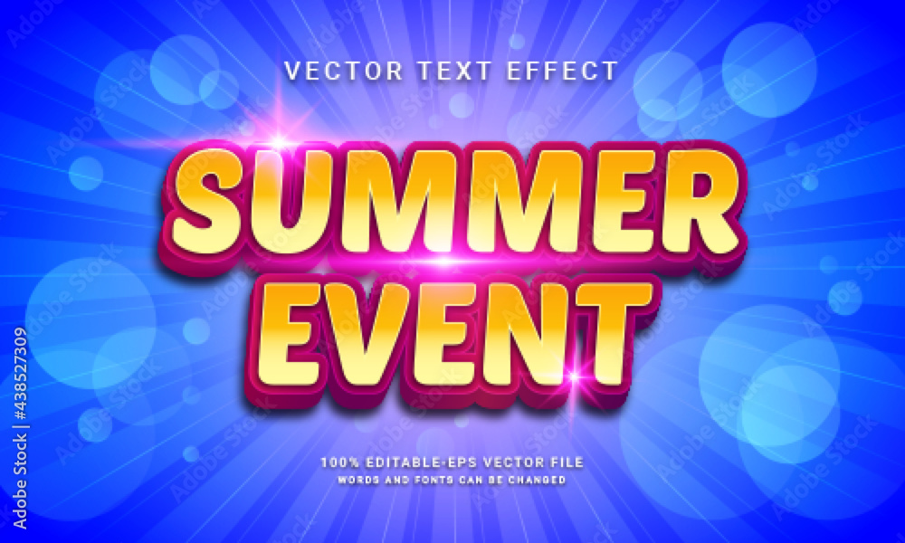 Summer event editable text effect themed summer holidays
