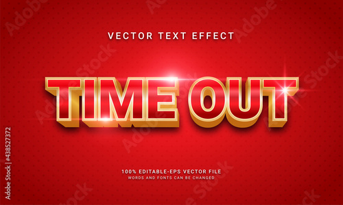 Time out 3d text style effect with red color