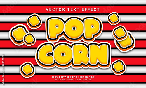 Pop corn editable text effect themed corn food menu