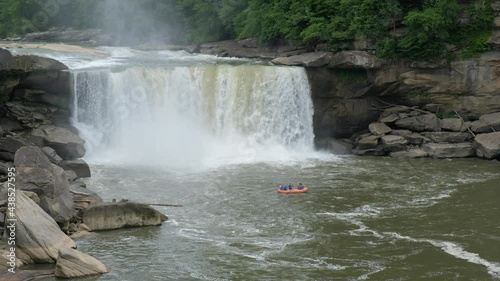 Waterfall with Inflatable Raft 4K