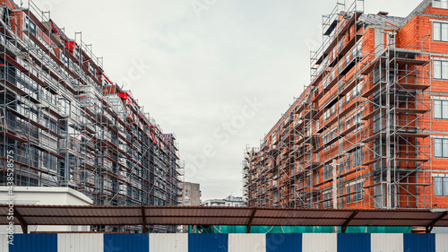 KTSH residential complex under construction in Kaliningrad, construction of brick buildings