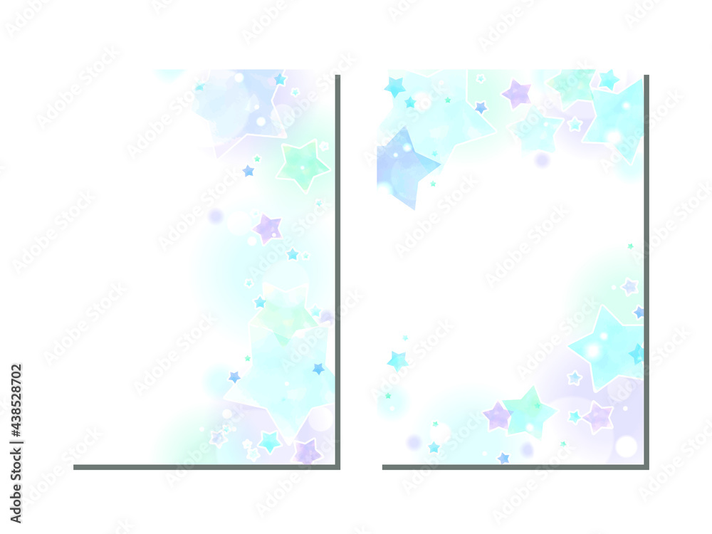 Fototapeta premium パステルカラーの星もようのイラストフレーム