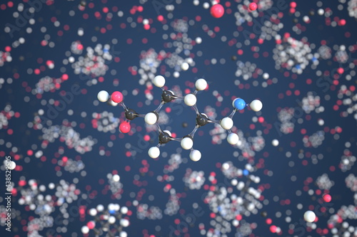 Molecule of Tranexamic acid. Molecular model, conceptual 3d rendering photo