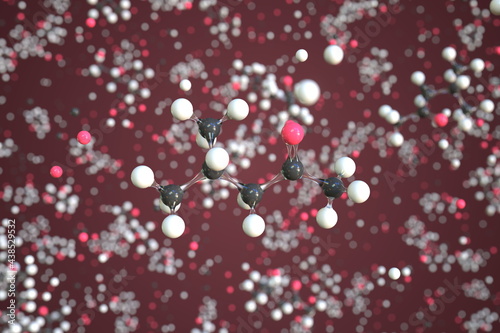 Methyl isobutyl ketone molecule, scientific molecular model, 3d rendering photo