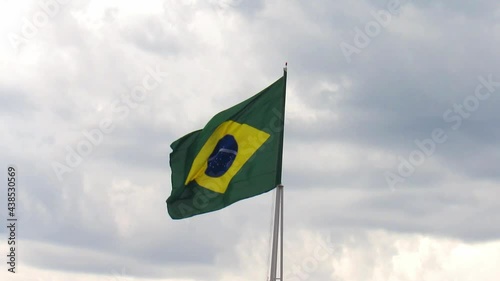 Flag of Brazil waving in the Wind 