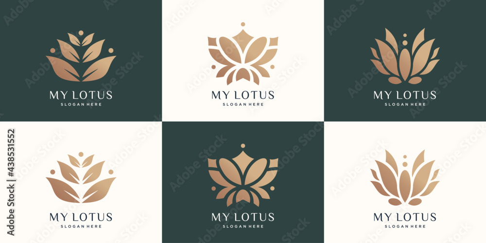 luxury Lotus logo set. Creative abstract logo lotus, flower, nature. Premium Vector