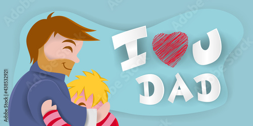 ilustración infantil para tarjeta del día del padre, vector, corazón, papá