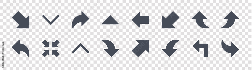 arrow glyph icons on transparent background. quality vector set such as ...