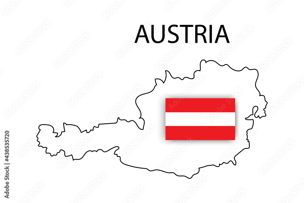 Fototapeta premium Austria transparent map on white background. Silhouette map. National flag of austria. Vector illustration. Stock image.