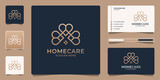 Set of creative house with love shape logo template. Symbol for health care, medical and real estate.