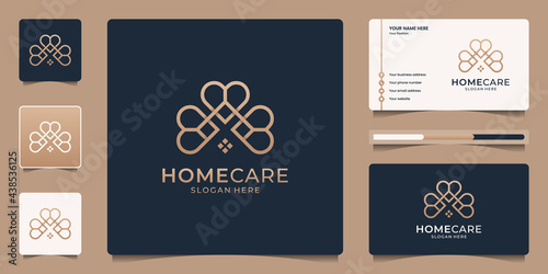Set of creative house with love shape logo template. Symbol for health care  medical and real estate.