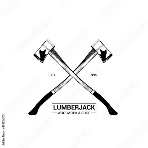 Lumberjack Axe Cross, perfect for woodwork and axe club logo design