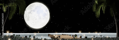 Full moon with stars in the...