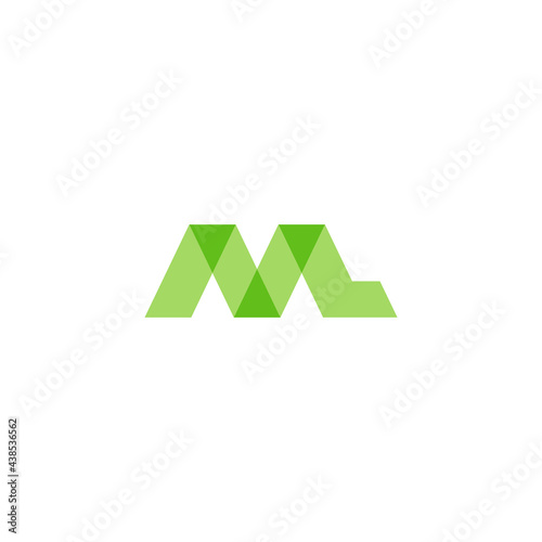 letter ml green mosaic simple geometric logo vector