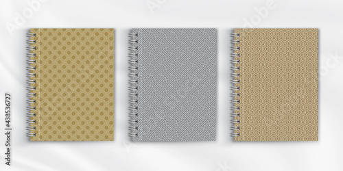  Set of geometric pattern notebook cover. Background design for decorative,magazine,scrapbook, diary.Vector illustration.Eps10