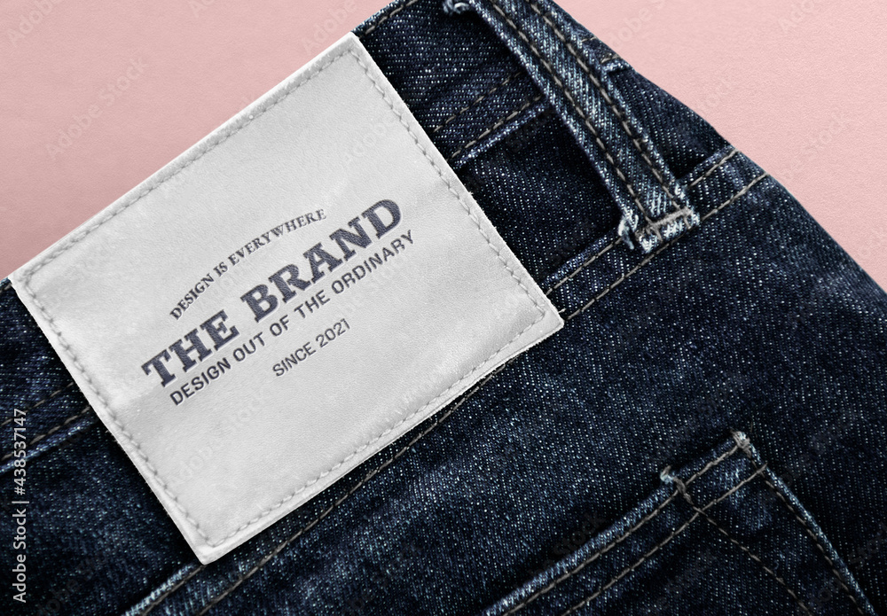 Editable Jeans Leather Label Mockup Stock Template | Adobe Stock