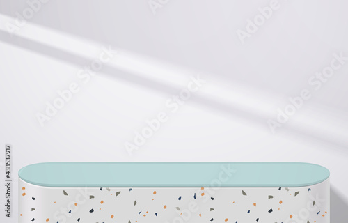 Abstract minimal scene. table top in white background. product presentation, mock up, show cosmetic product display, Podium, stage pedestal or platform. 3d vector