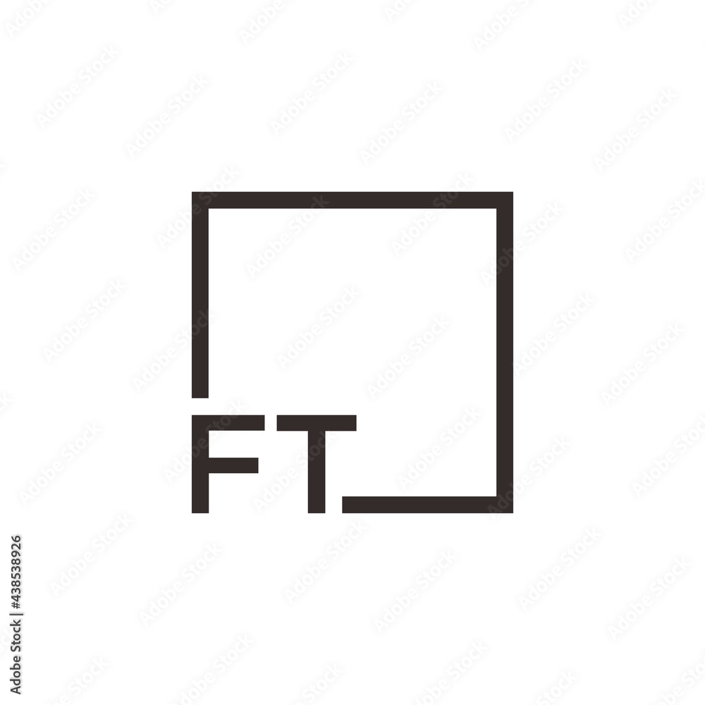 Letter FT Logo design with square frame line Letter FT Logo design with square frame line