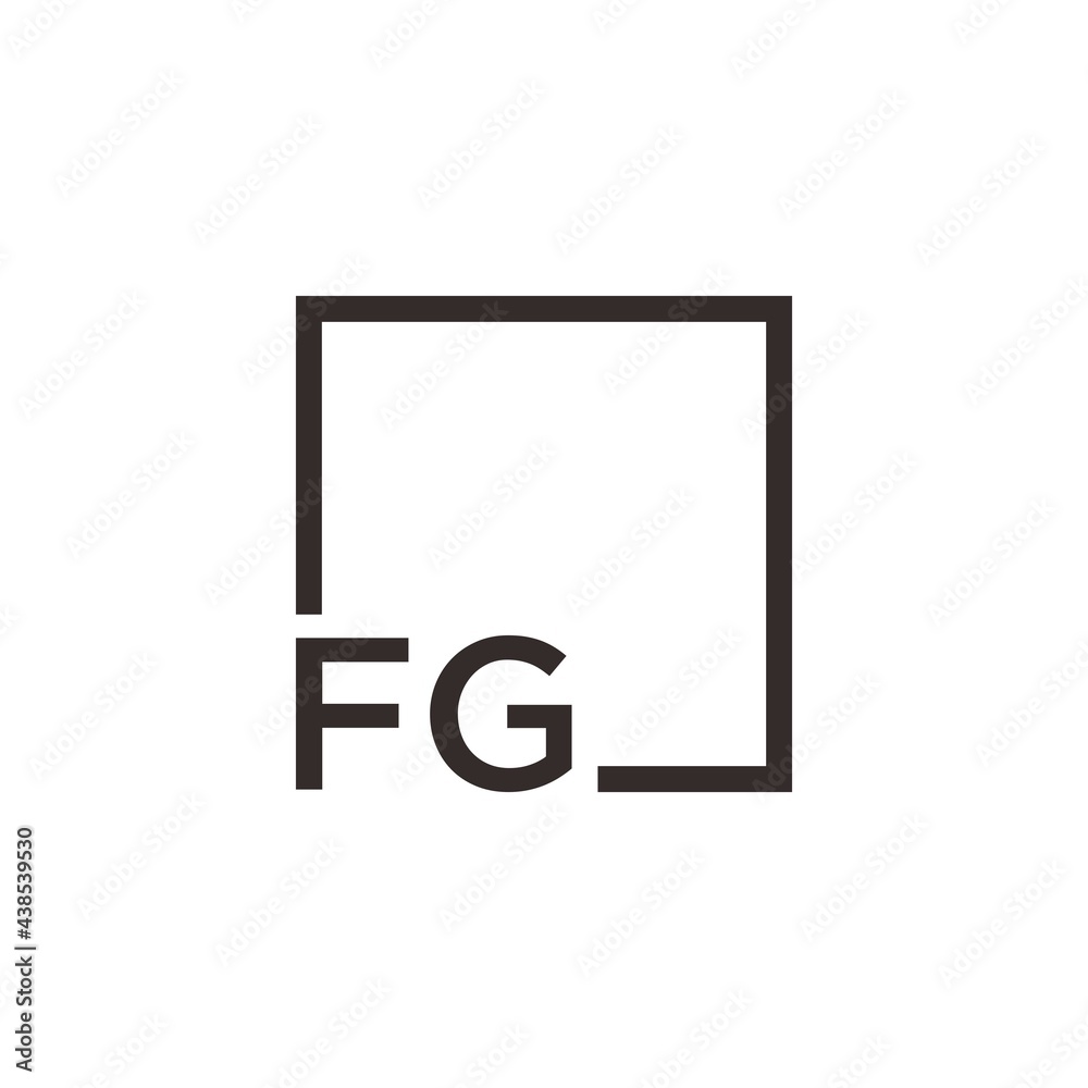 Letter FG Logo design with square frame line Letter FG Logo design with square frame line