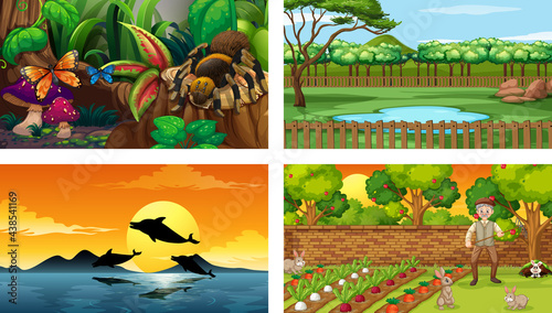 Four different nature horizontal scene