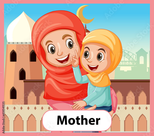 Educational English word card of mother