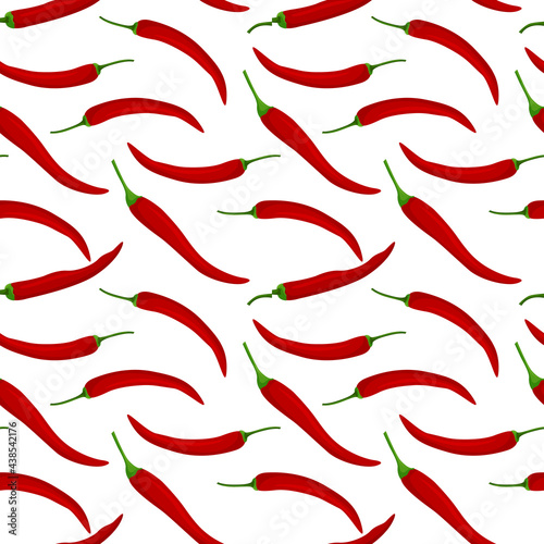 Vector seamless chili pepper pattern. An idea for decors, decorations, wallpapers, gifts, food themes.